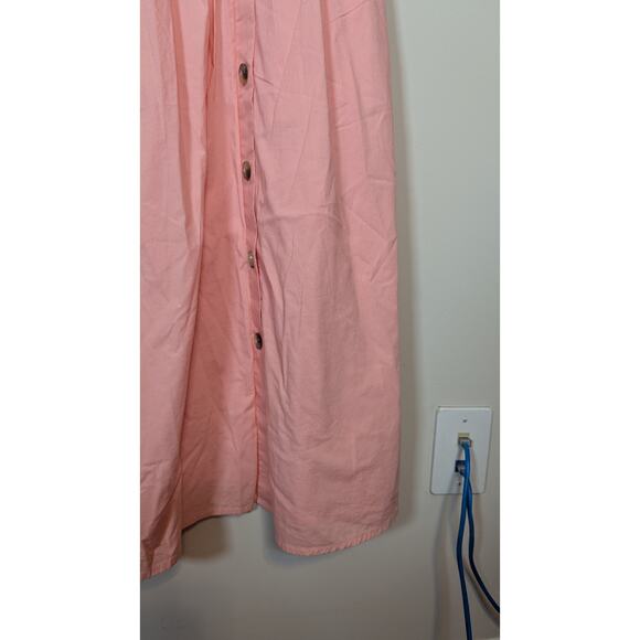 J. Crew Factory Women Light Coral Peach Cotton Button Front Midi Wrap Dress Sz 6 - Picture 6 of 9